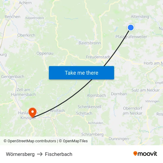 Wörnersberg to Fischerbach map