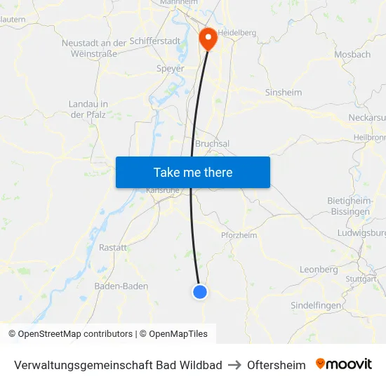 Verwaltungsgemeinschaft Bad Wildbad to Oftersheim map