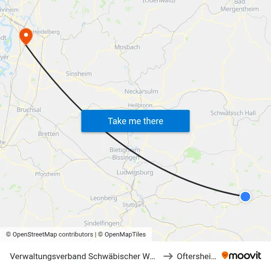 Verwaltungsverband Schwäbischer Wald to Oftersheim map
