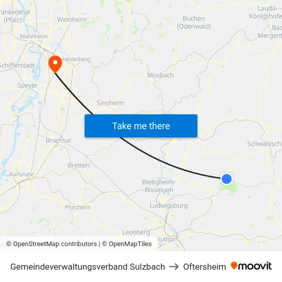 Gemeindeverwaltungsverband Sulzbach to Oftersheim map