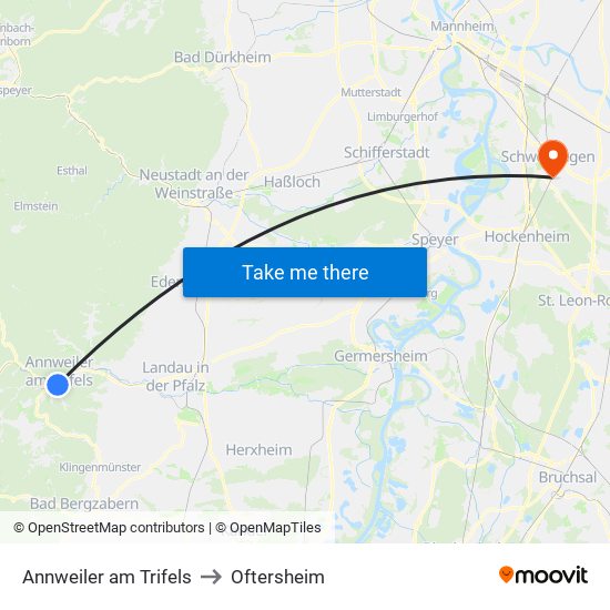 Annweiler am Trifels to Oftersheim map