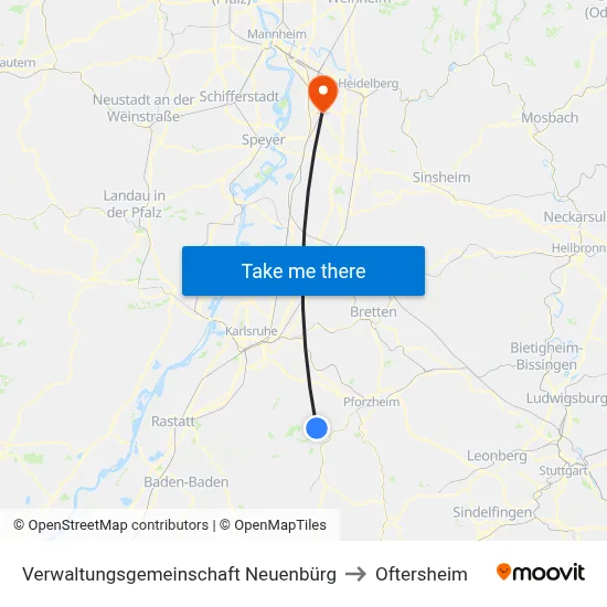 Verwaltungsgemeinschaft Neuenbürg to Oftersheim map