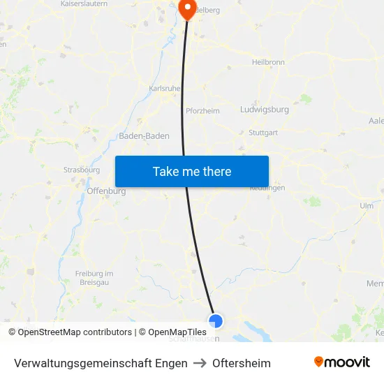Verwaltungsgemeinschaft Engen to Oftersheim map