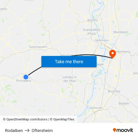 Rodalben to Oftersheim map