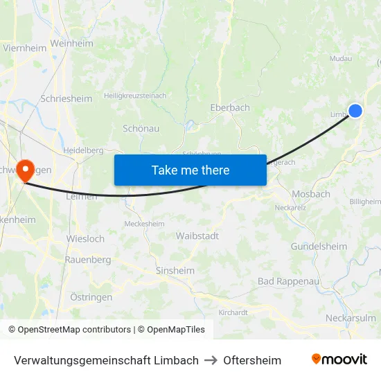 Verwaltungsgemeinschaft Limbach to Oftersheim map
