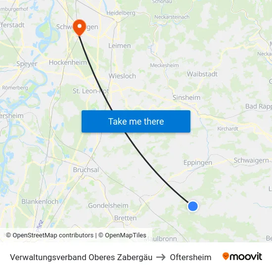 Verwaltungsverband Oberes Zabergäu to Oftersheim map