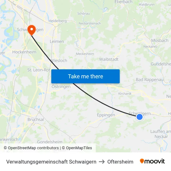 Verwaltungsgemeinschaft Schwaigern to Oftersheim map