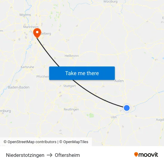 Niederstotzingen to Oftersheim map