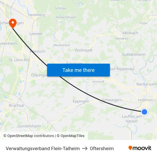 Verwaltungsverband Flein-Talheim to Oftersheim map