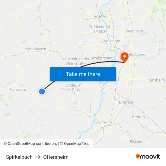 Spirkelbach to Oftersheim map