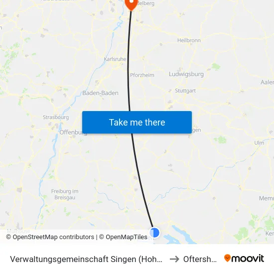 Verwaltungsgemeinschaft Singen (Hohentwiel) to Oftersheim map