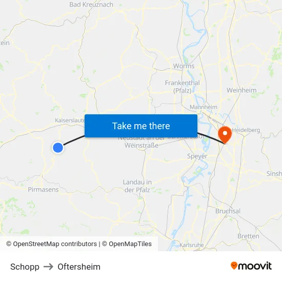 Schopp to Oftersheim map