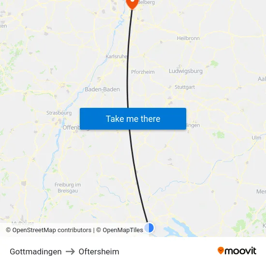 Gottmadingen to Oftersheim map