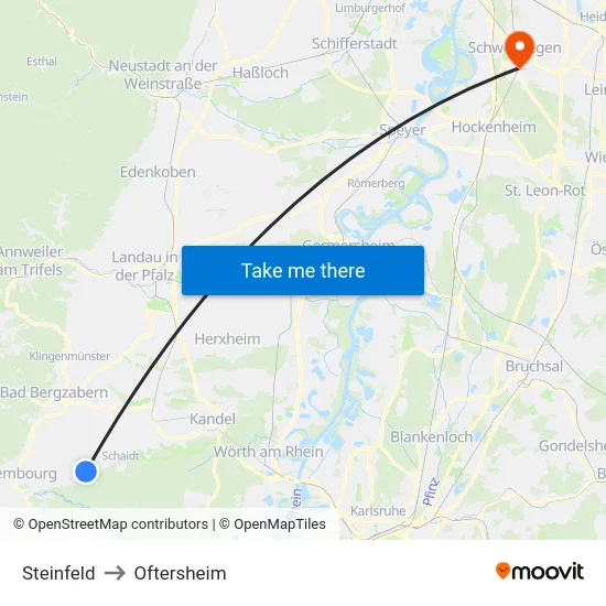 Steinfeld to Oftersheim map