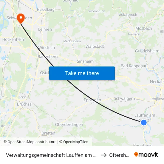 Verwaltungsgemeinschaft Lauffen am Neckar to Oftersheim map