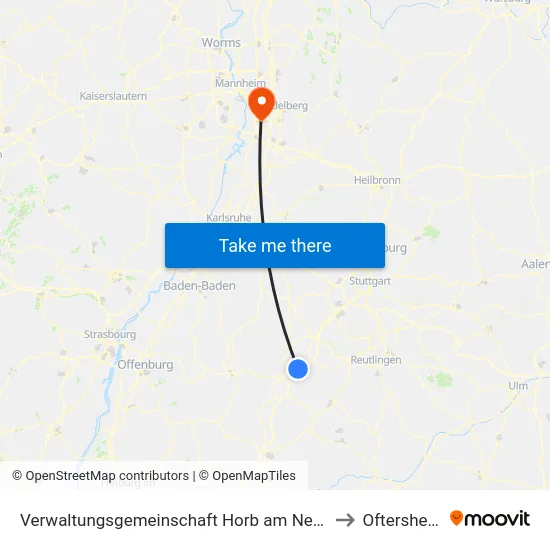 Verwaltungsgemeinschaft Horb am Neckar to Oftersheim map