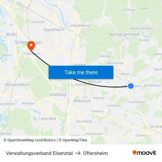 Verwaltungsverband Elsenztal to Oftersheim map