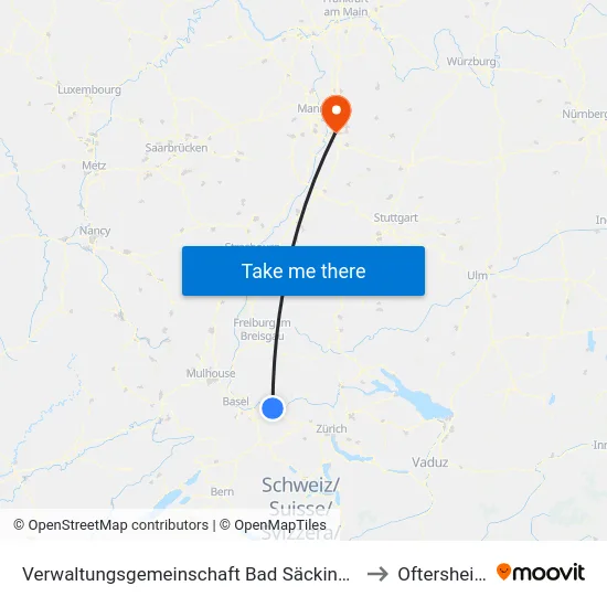 Verwaltungsgemeinschaft Bad Säckingen to Oftersheim map