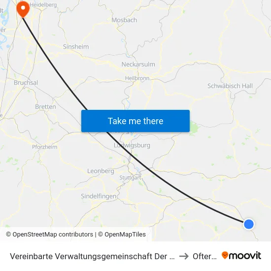 Vereinbarte Verwaltungsgemeinschaft Der Stadt Geislingen An Der Steige to Oftersheim map