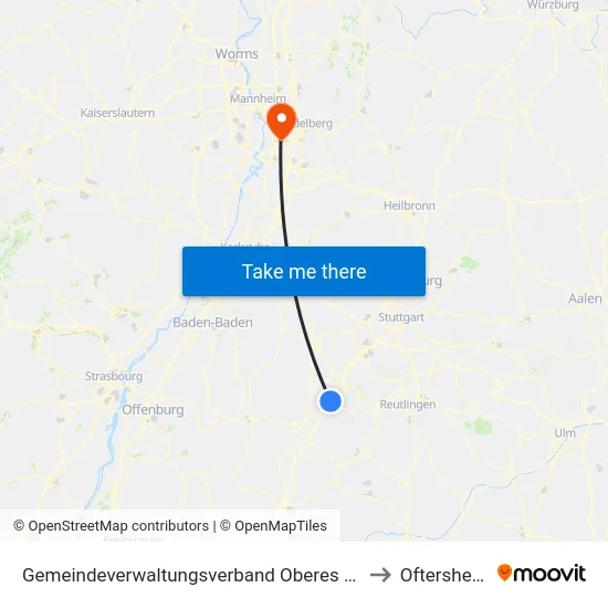 Gemeindeverwaltungsverband Oberes Gäu to Oftersheim map