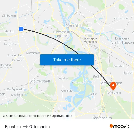 Eppstein to Oftersheim map