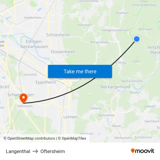 Langenthal to Oftersheim map