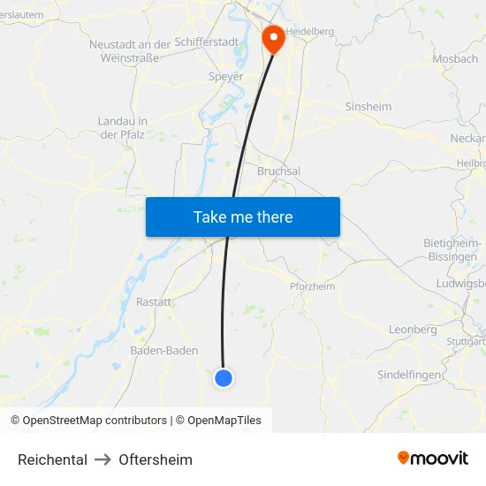 Reichental to Oftersheim map