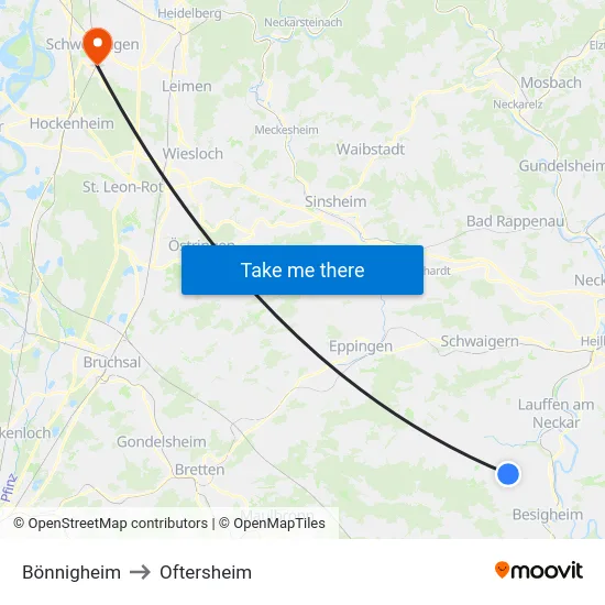 Bönnigheim to Oftersheim map