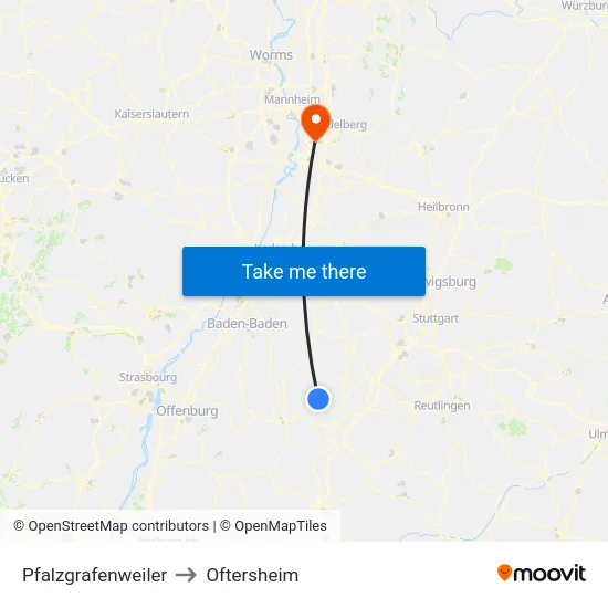 Pfalzgrafenweiler to Oftersheim map