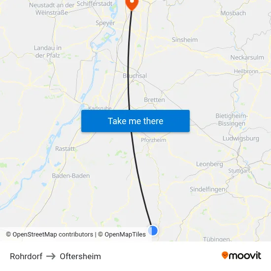 Rohrdorf to Oftersheim map