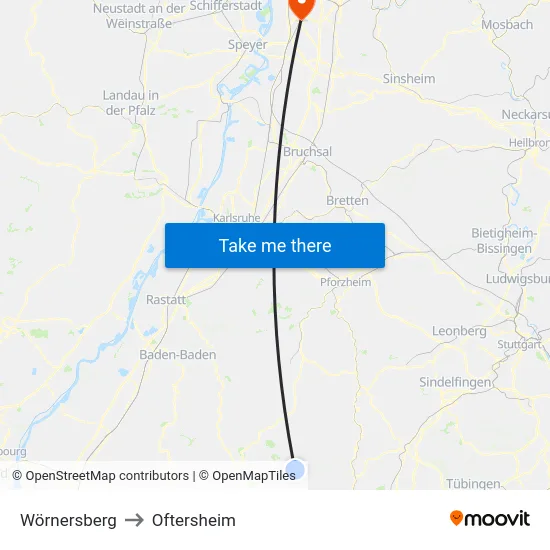 Wörnersberg to Oftersheim map