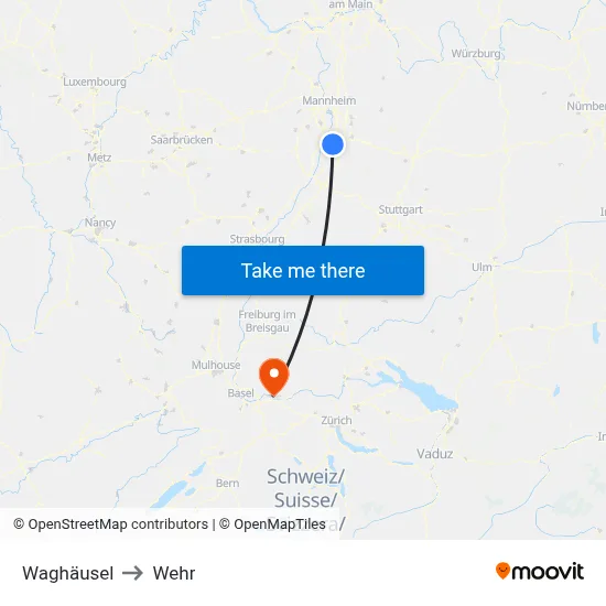 Waghäusel to Wehr map