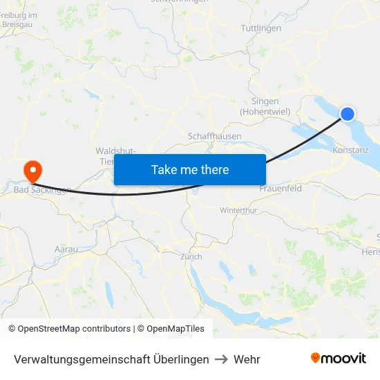 Verwaltungsgemeinschaft Überlingen to Wehr map
