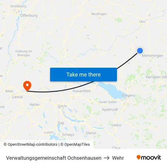 Verwaltungsgemeinschaft Ochsenhausen to Wehr map