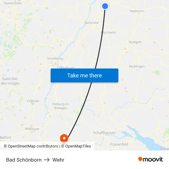 Bad Schönborn to Wehr map
