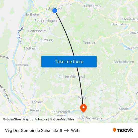 Vvg Der Gemeinde Schallstadt to Wehr map