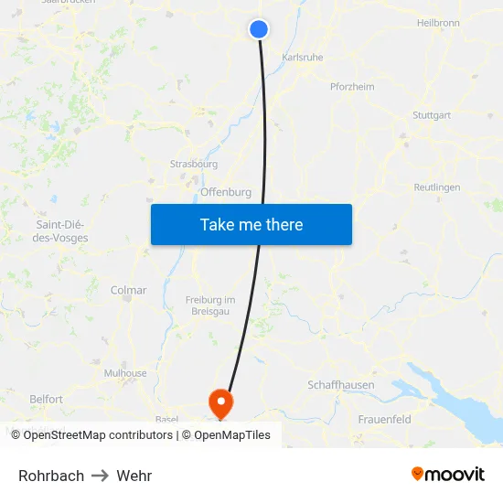 Rohrbach to Wehr map