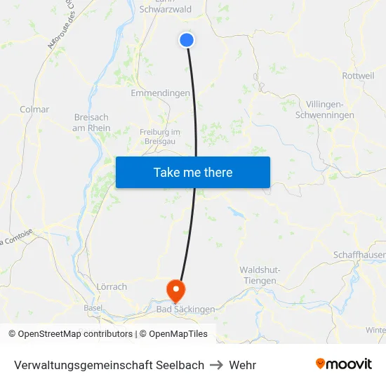 Verwaltungsgemeinschaft Seelbach to Wehr map