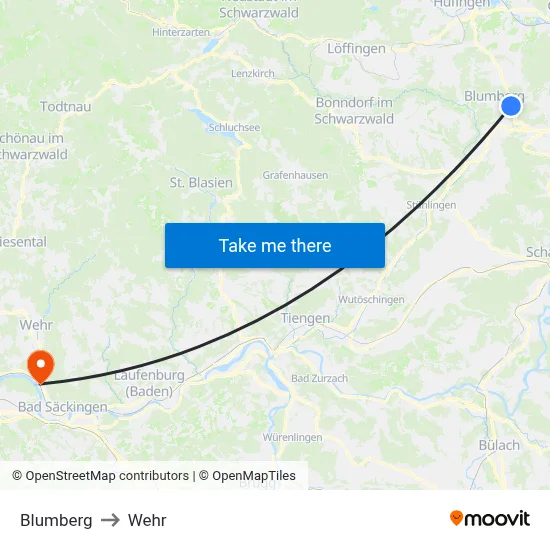 Blumberg to Wehr map