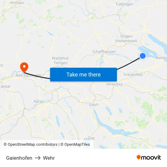 Gaienhofen to Wehr map