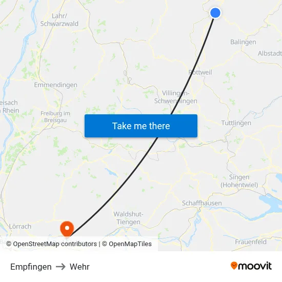 Empfingen to Wehr map