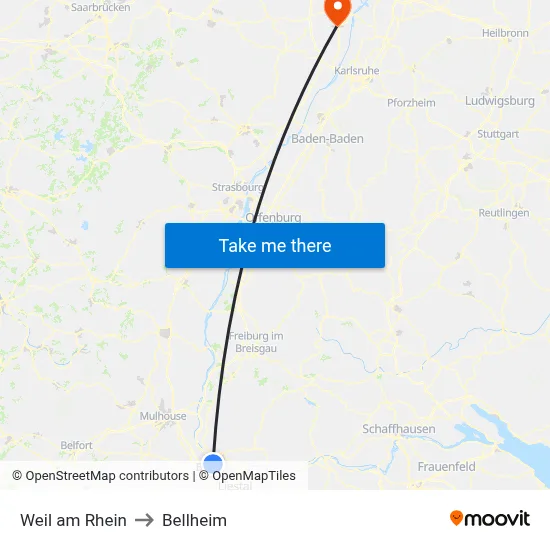 Weil am Rhein to Bellheim map