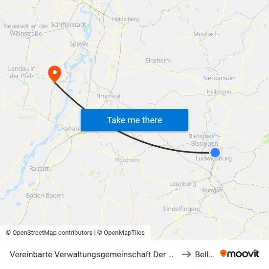 Vereinbarte Verwaltungsgemeinschaft Der Stadt Freiberg am Neckar to Bellheim map
