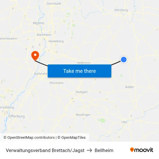 Verwaltungsverband Brettach/Jagst to Bellheim map