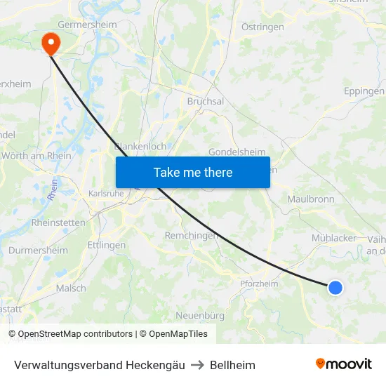 Verwaltungsverband Heckengäu to Bellheim map