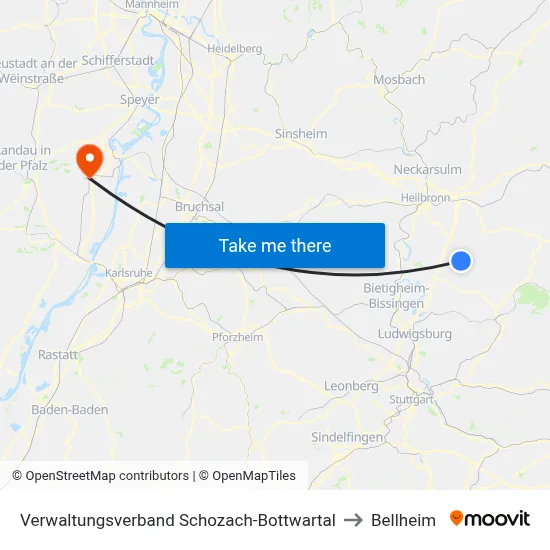 Verwaltungsverband Schozach-Bottwartal to Bellheim map