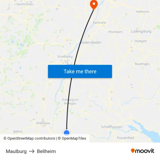 Maulburg to Bellheim map