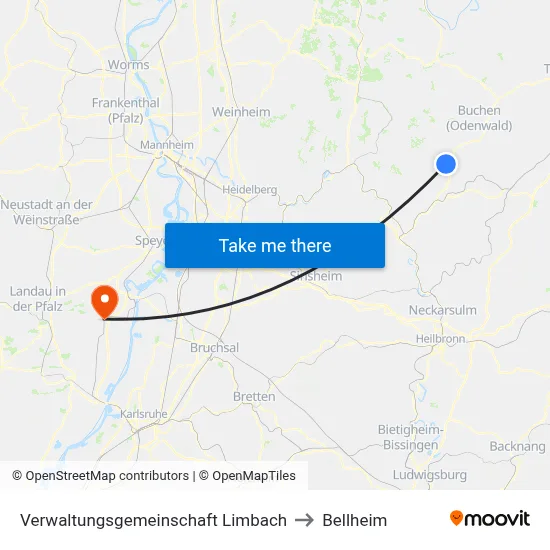 Verwaltungsgemeinschaft Limbach to Bellheim map