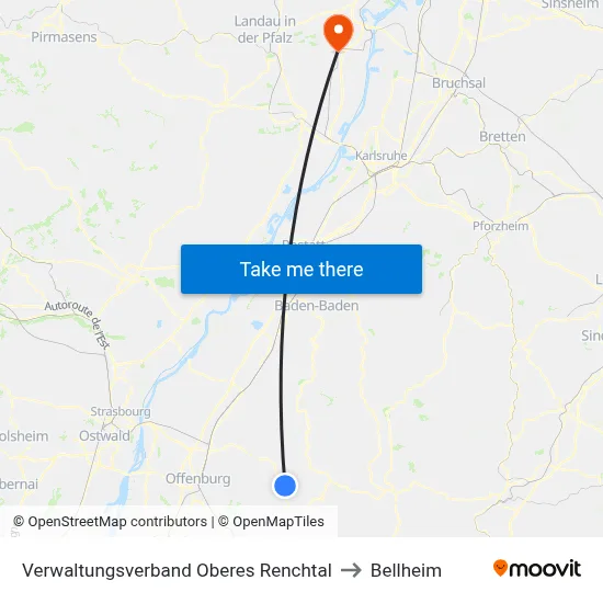 Verwaltungsverband Oberes Renchtal to Bellheim map
