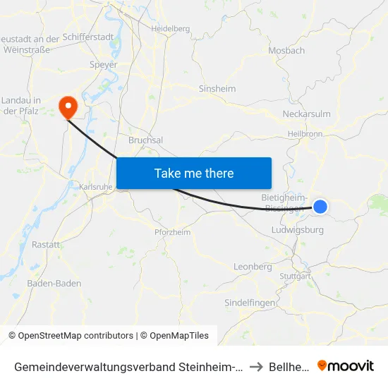 Gemeindeverwaltungsverband Steinheim-Murr to Bellheim map